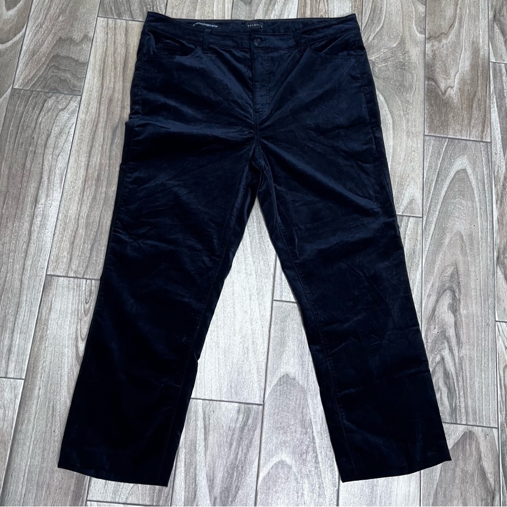 Talbots Women's 16 Corduroy Straight Leg Pants Black Pockets High Rise